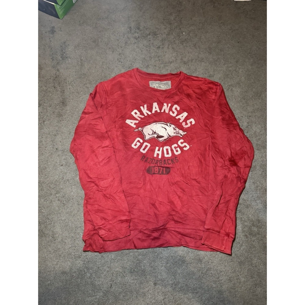 Arkansas Razorbacks Sweatshirt Go Hogs Red NCAA Pullover Mens Large